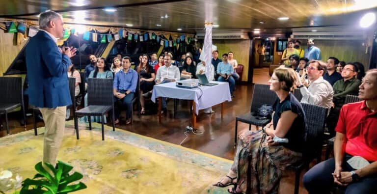 A-group-of-people-on-board-the-cruise-are-meeting-to-discuss-Egyptian-heritage-and-culture.