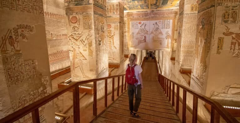 A-very-beautiful-picture-of-a-woman-from-inside-the-Valley-of-the-Kings-in-Luxor