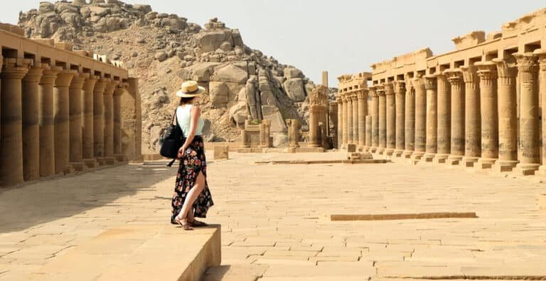 A-wonderful-photo-of-a-tourist-inside-the-Philae-Temple-in-Aswan
