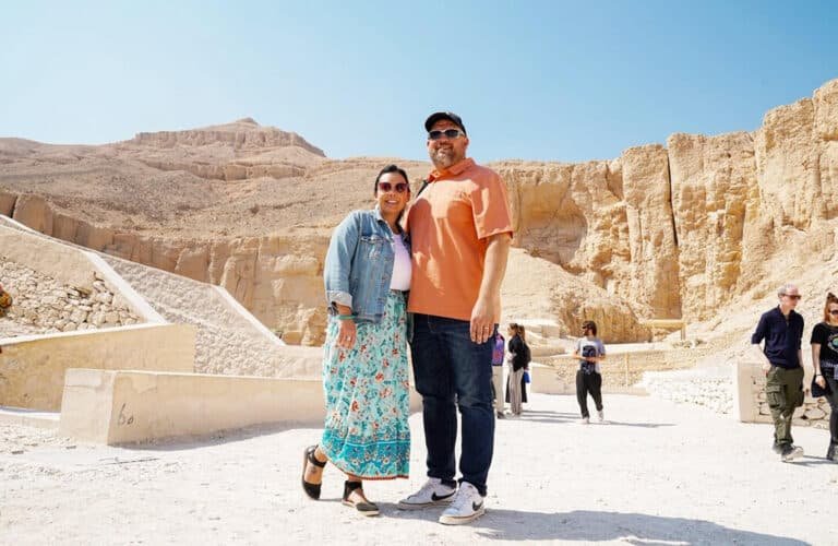 A-wonderful-picture-of-the-couple-in-front-of-the-Valley-of-the-Kings-outside.
