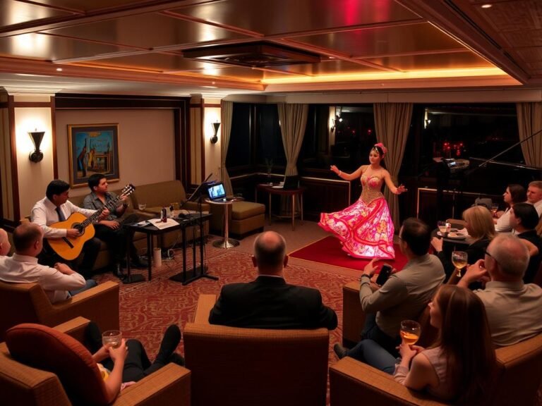 An entertaining evening on a Nile cruise with Sonesta Nile Cruises, featuring traditional Egyptian music and dancing.