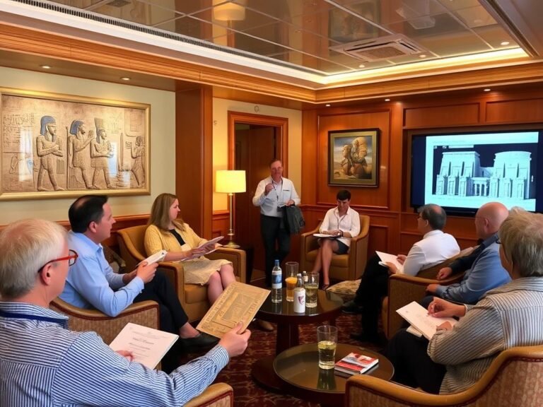 egyptologist-lecture-for-movenpick-nile-cruise-guests-with-interactive-presentation-and-cultural-artifacts